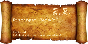 Rittinger Rezső névjegykártya